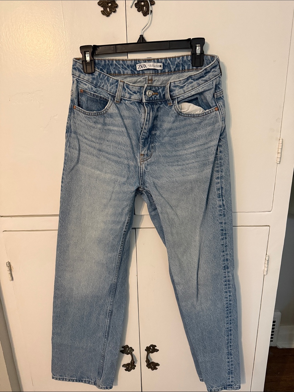 Zara Light Blue Straight-Leg Jeans